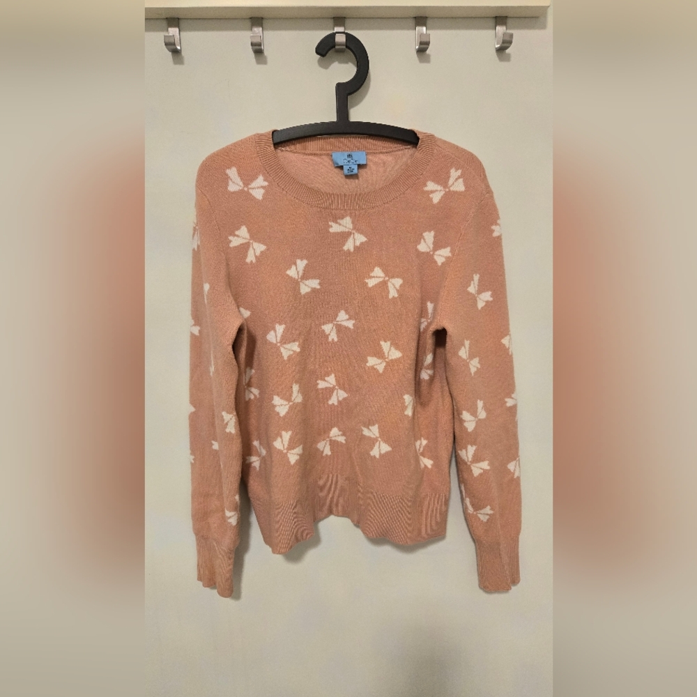 CeCe Blush Sweater with Cream Pattern